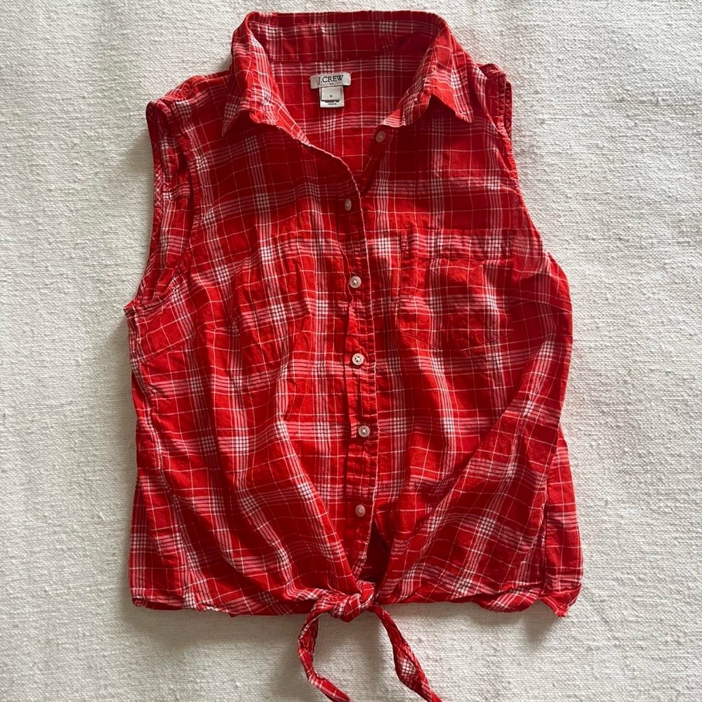 J Crew Plaid Tie Top 🌾